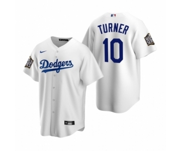 Los Angeles Dodgers #10 Justin Turner White 2020 World Series Replica Jersey