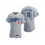 Los Angeles Dodgers #11 A.J. Pollock Gray 2020 World Series Champions Authentic Jersey