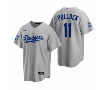 Los Angeles Dodgers #11 A.J. Pollock Gray 2020 World Series Champions Replica Jersey