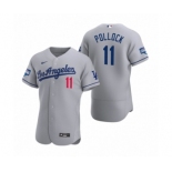 Los Angeles Dodgers #11 A.J. Pollock Gray 2020 World Series Champions Road Authentic Jersey