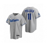 Los Angeles Dodgers #11 A.J. Pollock Gray 2020 World Series Champions Road Replica Jersey