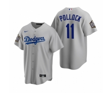 Los Angeles Dodgers #11 A.J. Pollock Gray 2020 World Series Replica Jersey