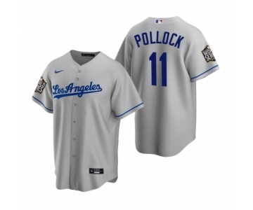 Los Angeles Dodgers #11 A.J. Pollock Gray 2020 World Series Replica Road Jersey