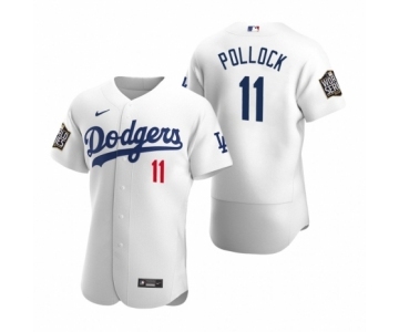 Los Angeles Dodgers #11 A.J. Pollock Nike White 2020 World Series Authentic Jersey