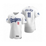 Los Angeles Dodgers #11 A.J. Pollock White 2020 World Series Champions Authentic Jersey