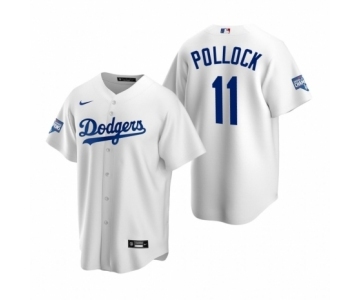 Los Angeles Dodgers #11 A.J. Pollock White 2020 World Series Champions Replica Jersey