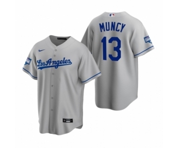 Los Angeles Dodgers #13  Max Muncy Gray 2020 World Series Champions Road Replica Jersey