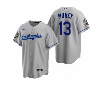 Los Angeles Dodgers #13 Max Muncy Gray 2020 World Series Replica Road Jersey