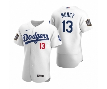 Los Angeles Dodgers #13 Max Muncy Nike White 2020 World Series Authentic Jersey