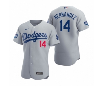 Los Angeles Dodgers #14 Enrique Hernandez Gray 2020 World Series Champions Authentic Jersey