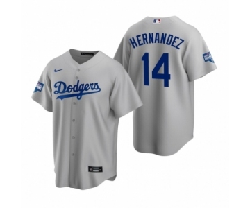 Los Angeles Dodgers #14 Enrique Hernandez Gray 2020 World Series Champions Replica Jersey