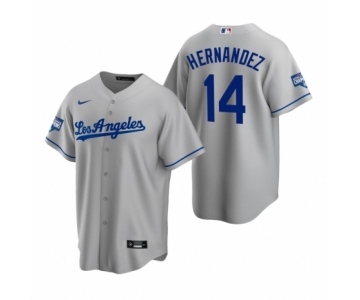 Los Angeles Dodgers #14 Enrique Hernandez Gray 2020 World Series Champions Road Replica Jersey