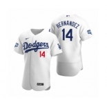 Los Angeles Dodgers #14 Enrique Hernandez White 2020 World Series Champions Authentic Jersey