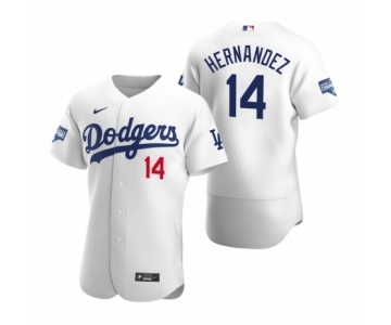 Los Angeles Dodgers #14 Enrique Hernandez White 2020 World Series Champions Authentic Jersey