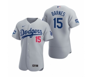 Los Angeles Dodgers #15 Austin Barnes Gray 2020 World Series Champions Authentic Jersey