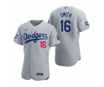 Los Angeles Dodgers #16 Will Smith Gray 2020 World Series Champions Authentic Jersey