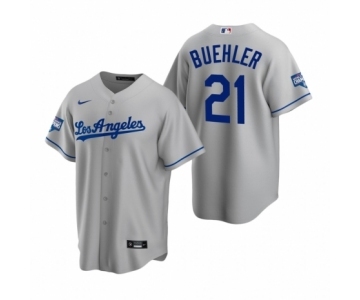 Los Angeles Dodgers #21 Walker Buehler Gray 2020 World Series Champions Road Replica Jersey