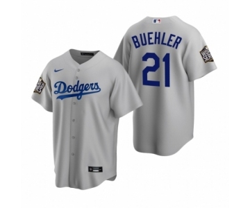 Los Angeles Dodgers #21 Walker Buehler Gray 2020 World Series Replica Jersey