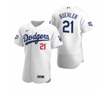 Los Angeles Dodgers #21 Walker Buehler White 2020 World Series Champions Authentic Jersey