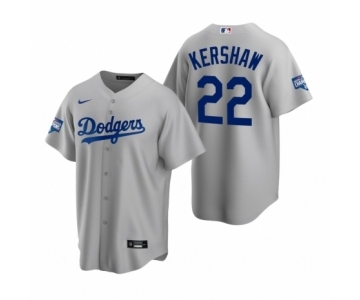 Los Angeles Dodgers #22 Clayton Kershaw Gray 2020 World Series Champions Replica Jersey