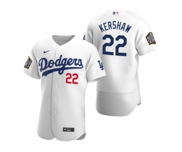 Los Angeles Dodgers #22 Clayton Kershaw Nike White 2020 World Series Authentic Jersey