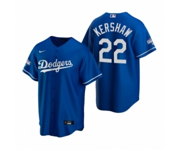 Los Angeles Dodgers #22 Clayton Kershaw Royal 2020 World Series Champions Replica Jersey