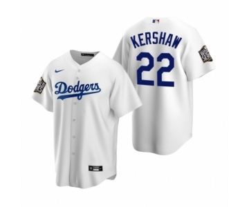 Los Angeles Dodgers #22 Clayton Kershaw White 2020 World Series Replica Jersey