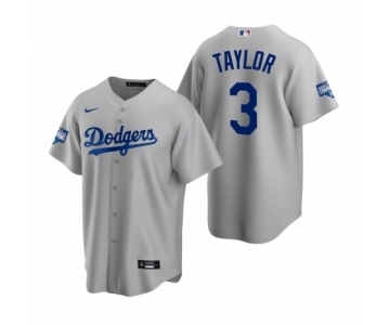 Los Angeles Dodgers #3 Chris Taylor Gray 2020 World Series Champions Replica Jersey