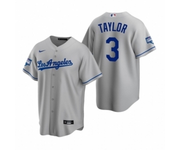 Los Angeles Dodgers #3 Chris Taylor Gray 2020 World Series Champions Road Replica Jersey