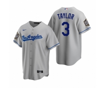 Los Angeles Dodgers #3 Chris Taylor Gray 2020 World Series Replica Road Jersey