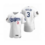 Los Angeles Dodgers #3 Chris Taylor Nike White 2020 World Series Authentic Jersey