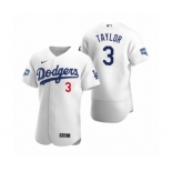 Los Angeles Dodgers #3 Chris Taylor White 2020 World Series Champions Authentic Jersey