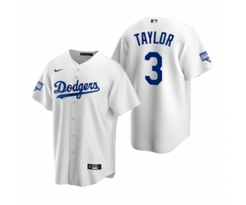 Los Angeles Dodgers #3 Chris Taylor White 2020 World Series Champions Replica Jersey