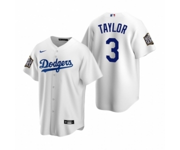 Los Angeles Dodgers #3 Chris Taylor White 2020 World Series Replica Jersey