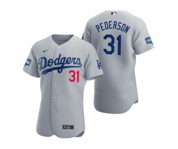 Los Angeles Dodgers #31 Joc Pederson Gray 2020 World Series Champions Authentic Jersey