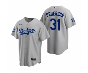 Los Angeles Dodgers #31 Joc Pederson Gray 2020 World Series Champions Replica Jersey