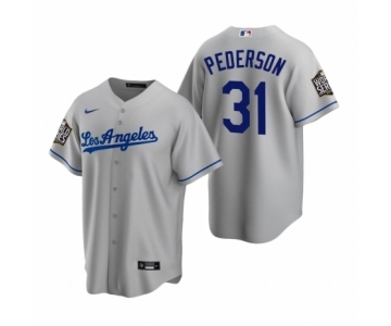 Los Angeles Dodgers #31 Joc Pederson Gray 2020 World Series Replica Road Jersey