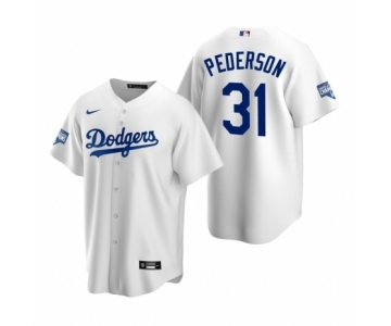 Los Angeles Dodgers #31 Joc Pederson White 2020 World Series Champions Replica Jersey