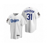 Los Angeles Dodgers #31 Joc Pederson White 2020 World Series Replica Jersey