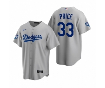 Los Angeles Dodgers #33 David Price Gray 2020 World Series Champions Replica Jersey