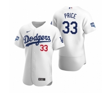 Los Angeles Dodgers #33 David Price White 2020 World Series Champions Authentic Jersey