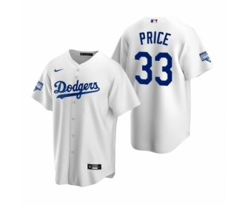 Los Angeles Dodgers #33 David Price White 2020 World Series Champions Replica Jersey