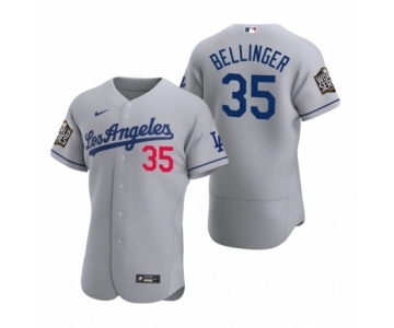 Los Angeles Dodgers #35 Cody Bellinger Nike Gray 2020 World Series Authentic Road Jersey