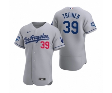 Los Angeles Dodgers #39 Blake Treinen Gray 2020 World Series Champions Road Authentic Jersey