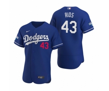 Los Angeles Dodgers #43 Edwin Rios Royal 2020 World Series Champions Authentic Jersey