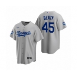 Los Angeles Dodgers #45 Matt Beaty Gray 2020 World Series Champions Replica Jersey