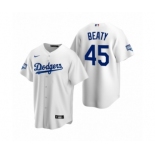 Los Angeles Dodgers #45 Matt Beaty White 2020 World Series Champions Replica Jersey