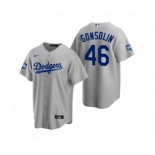 Los Angeles Dodgers #46 Tony Gonsolin Gray 2020 World Series Champions Replica Jersey