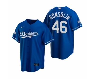 Los Angeles Dodgers #46 Tony Gonsolin Royal 2020 World Series Champions Replica Jersey