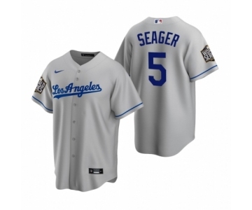 Los Angeles Dodgers #5 Corey Seager Gray 2020 World Series Replica Road Jersey